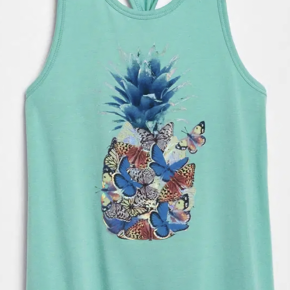 Kids' Teal Butterfly Tank Top